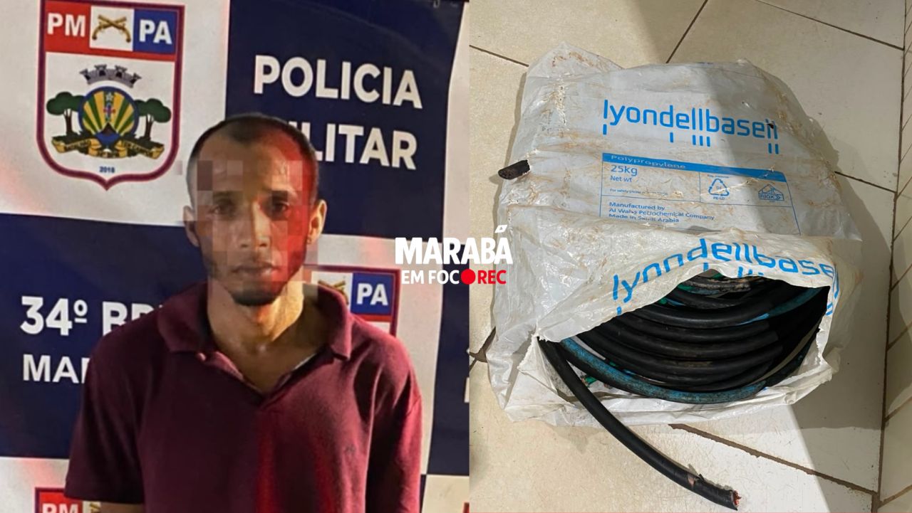 PM DE MARABÁ PRENDE REINCIDENTE E RECUPERA CARGA DE FIOS DE COBRE FURTADOS