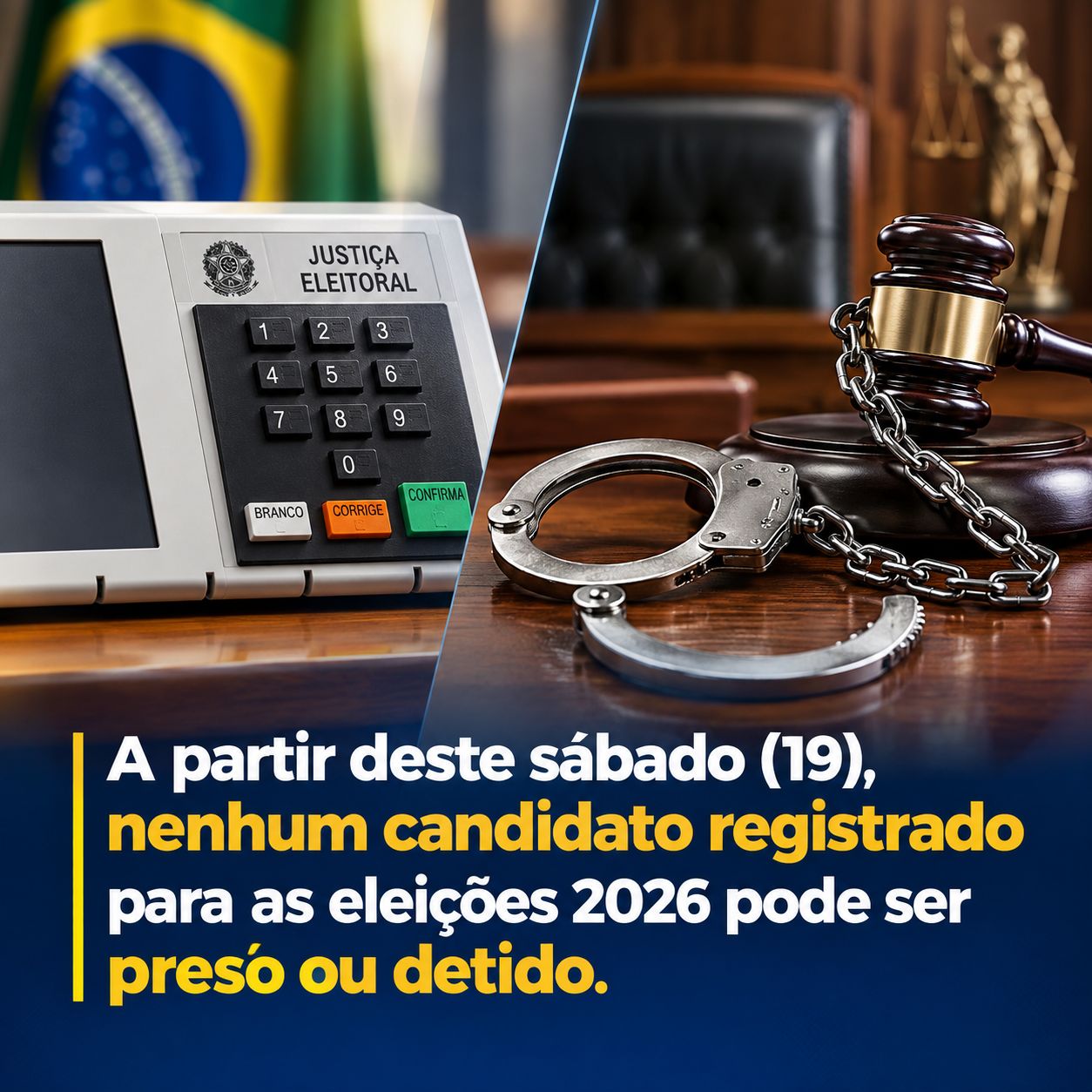 ELEIÇÕES 2026: CANDIDATOS NÃO PODERÃO SER PRESOS A PARTIR DESTE SÁBADO